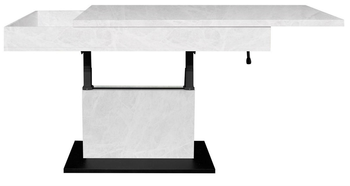 COUCHTISCH Höhenverstellbar Else 1 110x59x60 Holz Keramikoptik Weiß - Hellgrau/Schwarz, Holzwerkstoff (110/60/59cm) - 58aufmkessel