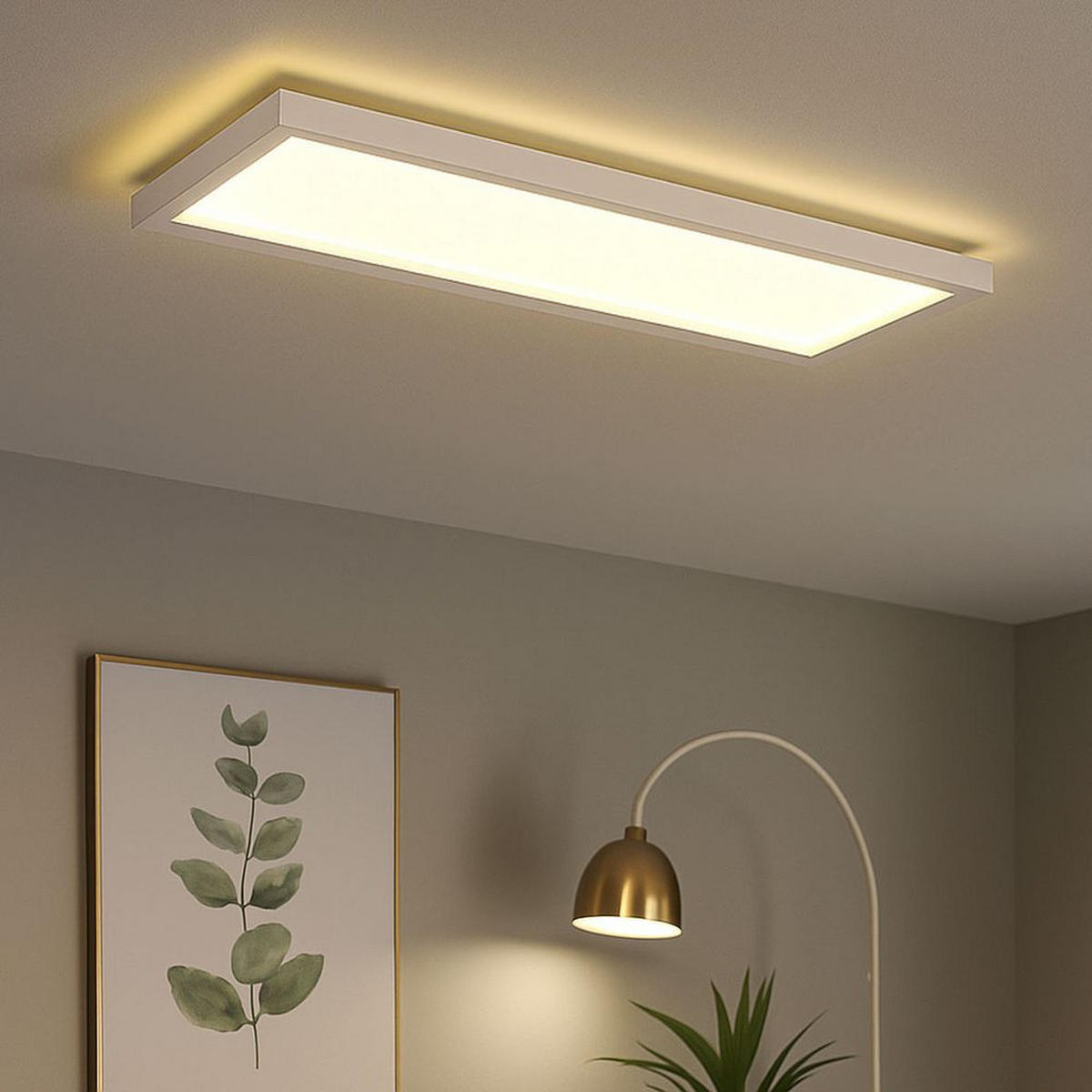 LED DECKENPANEL Weiß eckig - Weiß, Kunststoff (58.2/20.2/4.1cm) - Briloner
