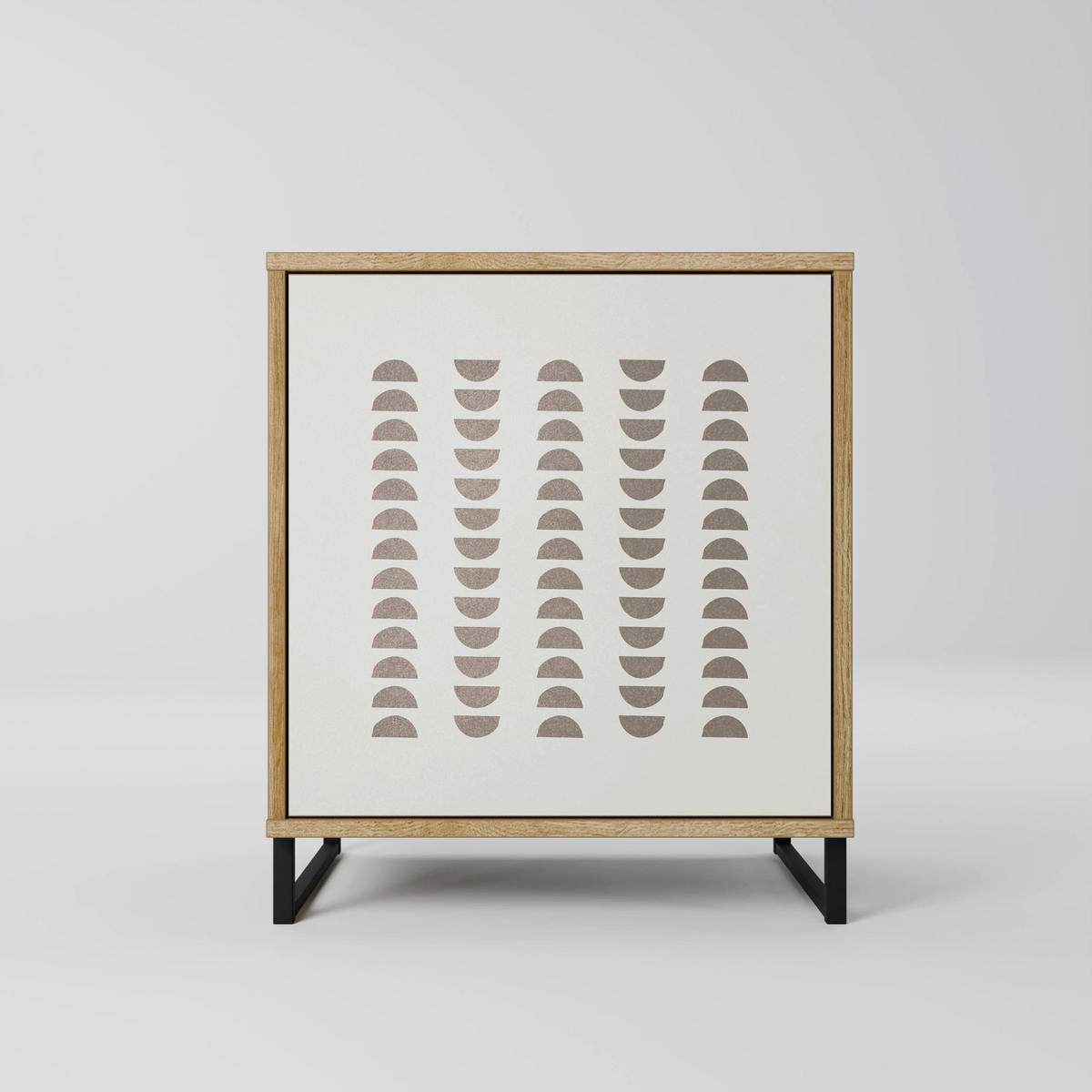 SIDEBOARD HARMONY ESSENCE, Eichefarben, 57,5x42x70,5 cm, Schwarze Metall-Sternfüße - Eichefarben/Multicolor, Holzwerkstoff/Metall (57.5/70.5/42cm) - SpaceRebels
