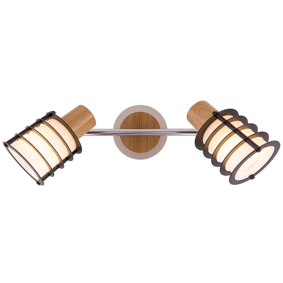 LED DECKENLEUCHTE Chrom Braun Holzoptik - Braun, Holz (28/10/14.5cm) - Globo Lighting