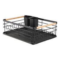 GESCHIRRABTROPFKORB Abtropfschale Holzgriff Metall Schwarz - Schwarz, Holz/Metall (43/14/30.5cm) - Livingandhome
