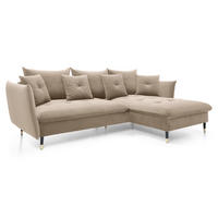 ECKSOFA 260 cm Sagir mit Schalffunktion, Bettkasten, Rechts - Braun - Schwarz/Braun, Holz (258/167cm) - Emporius