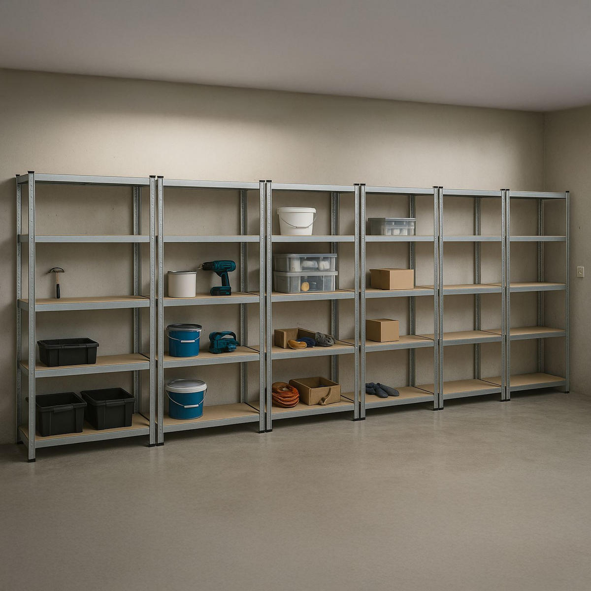 LAGERREGAL Basic 180x90x40 cm (8er-Set) - Silberfarben, Metall (90/180/40cm) - Juskys
