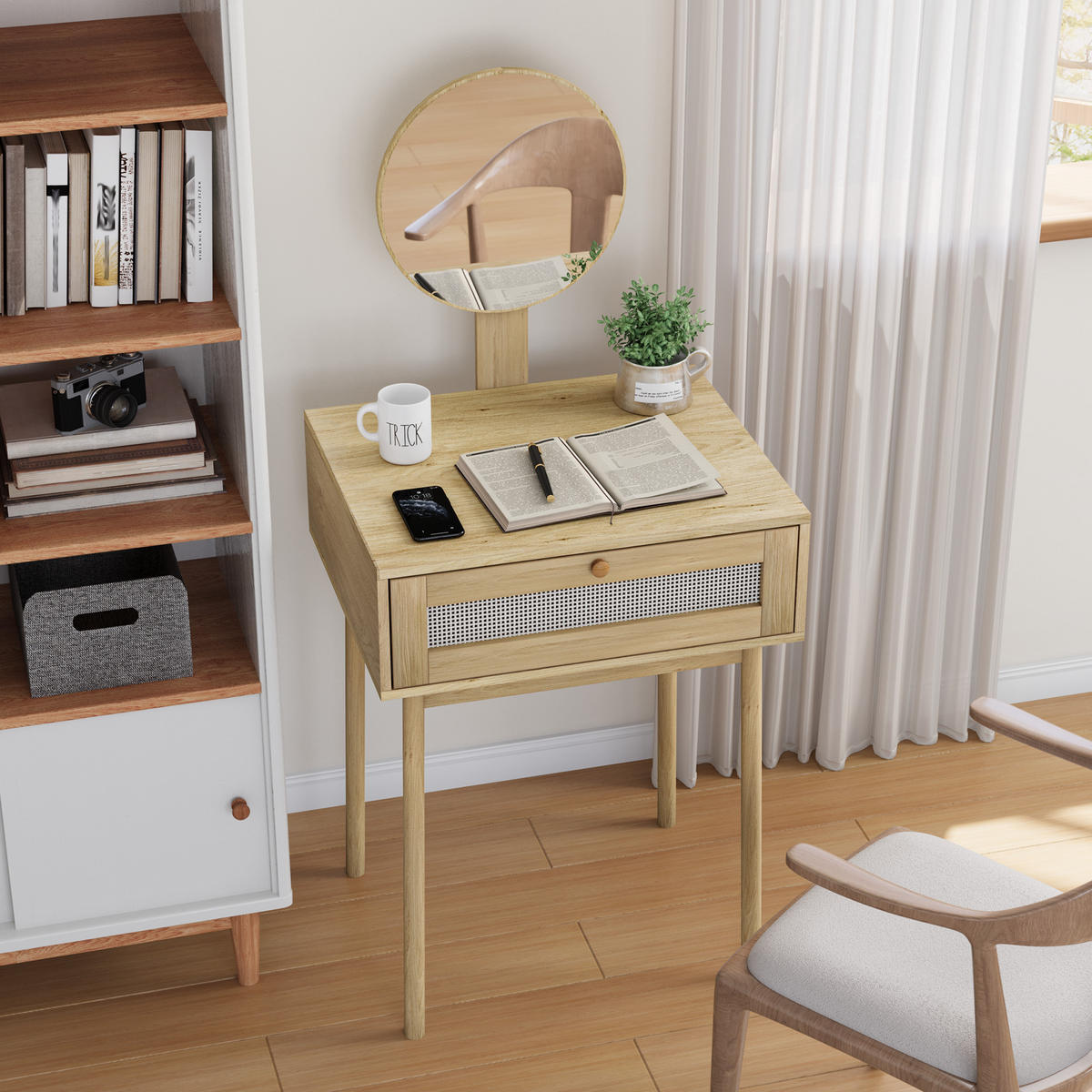 SCHMINKTISCH Böhmisch 60/50/128 cm - Braun, Holzwerkstoff (50/128/60cm) - Urban Meuble