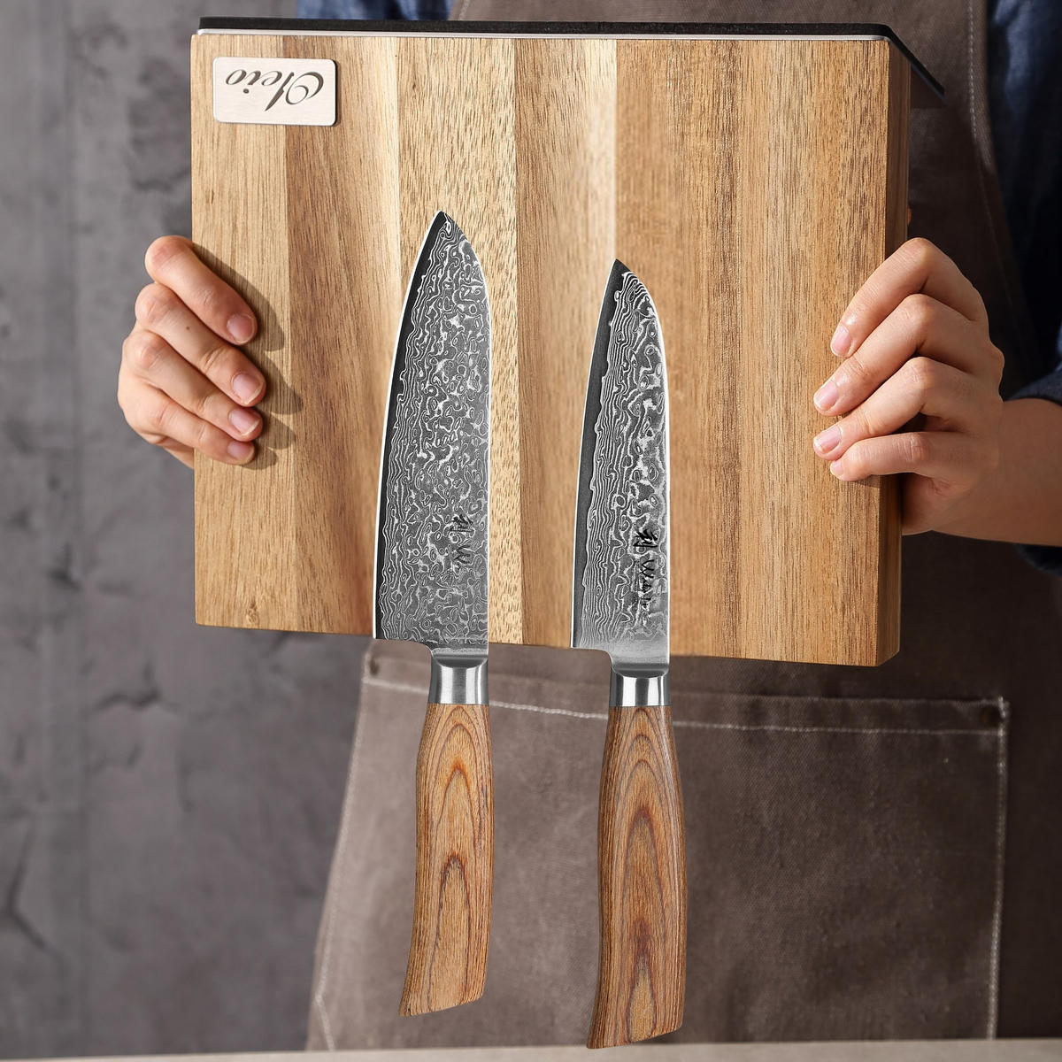 MESSERSET 3-TEILIG 8–16 cm - Braun, Holz/Metall - Wakoli