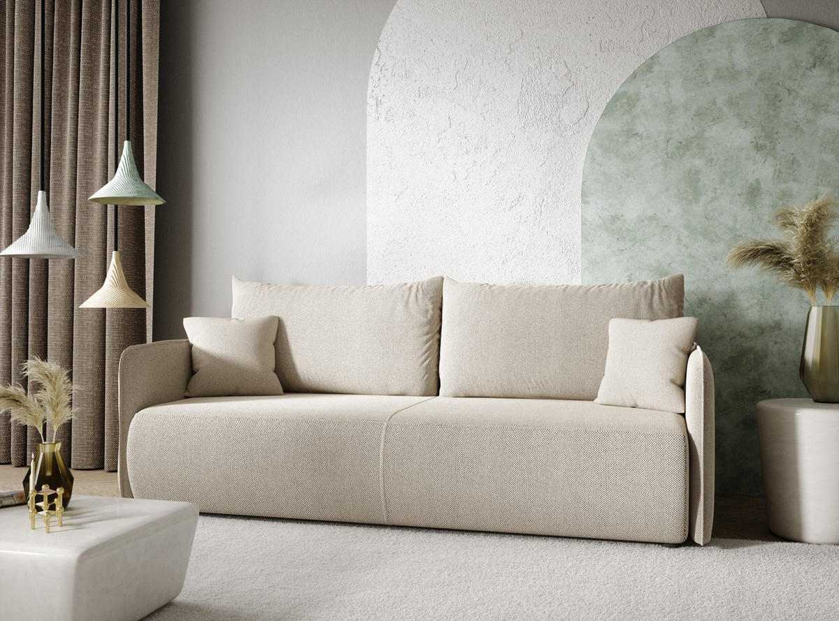 SCHLAFSOFA 4-Sitzer Creme - Creme, Textil (216/86/105cm) - Furnisell