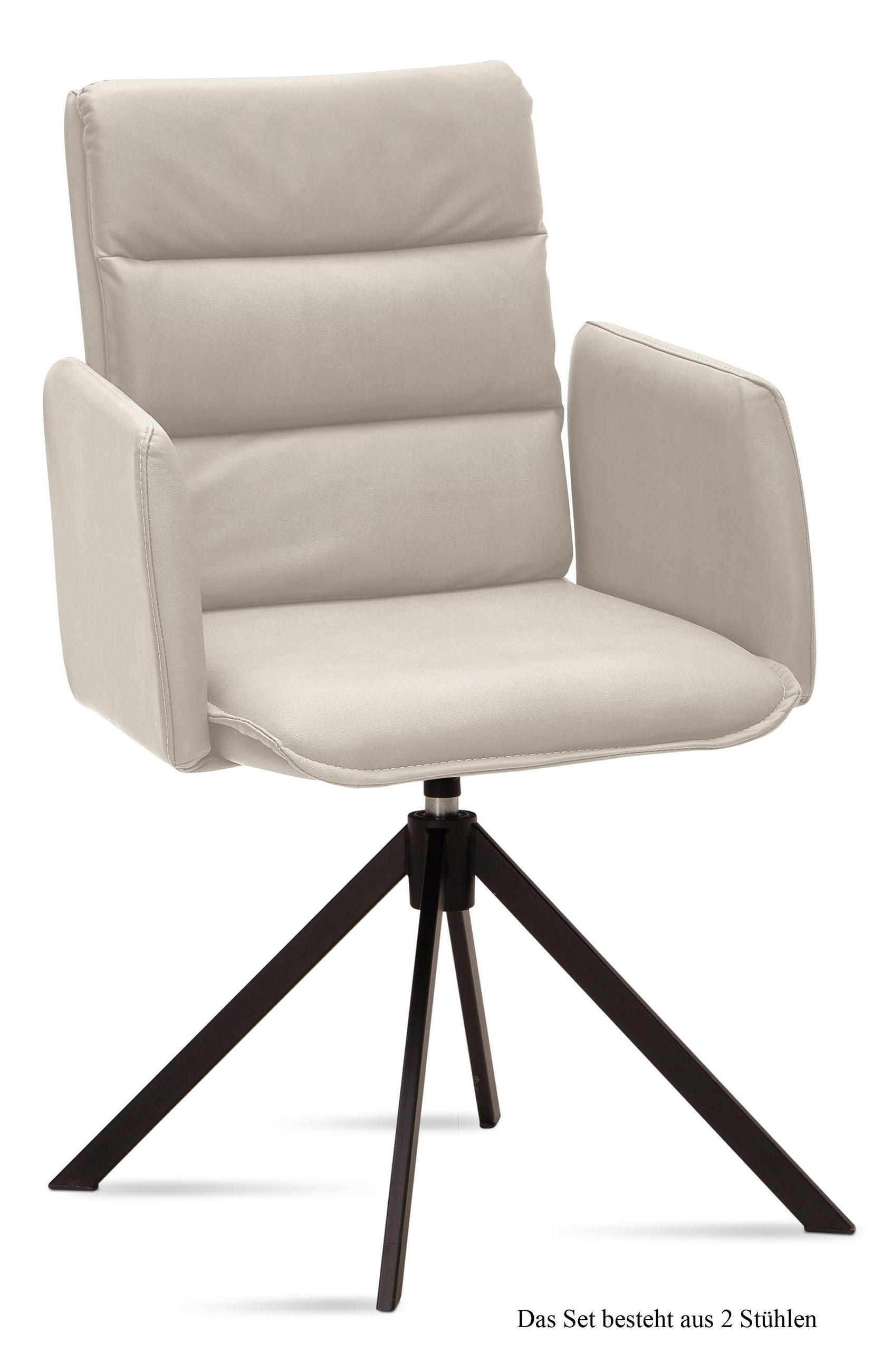 ARMLEHNSTUHL drehbar (2er-Set) Delila 52x92x60 Schwarz/Natur - Schwarz/Naturfarben, Kunststoff (60/92/52cm) - 58aufmkessel