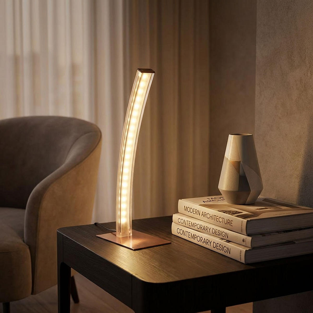 LED TISCHLEUCHTE Ace Kupfer satiniert - Kupferfarben, Metall (15/10/37cm) - Globo Lighting