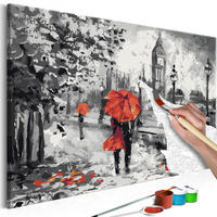 MALEN NACH ZAHLEN 50/40 cm - Rot/Grau, Textil (1.4/40cm) - KUNSTLOFT
