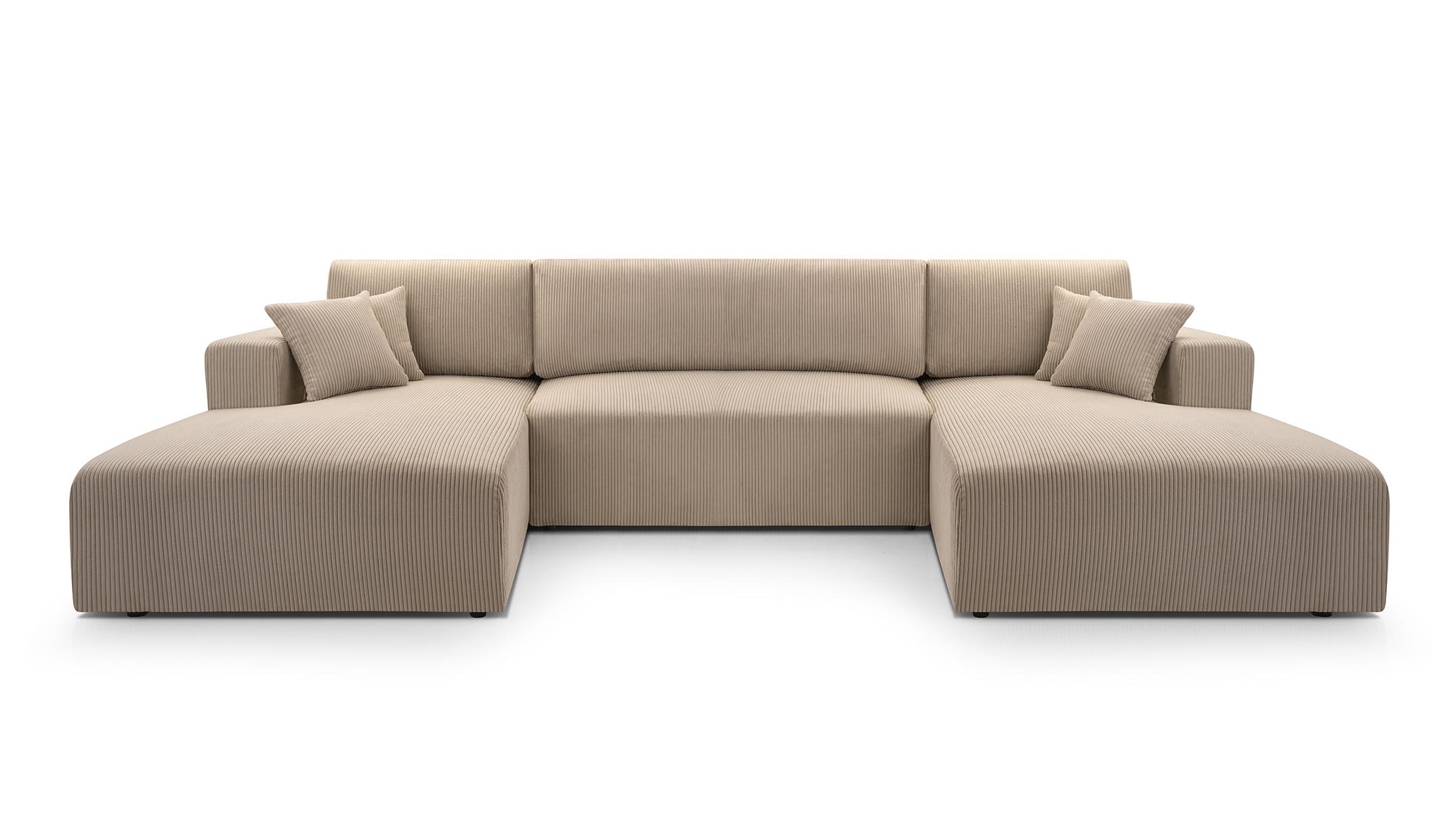 WOHNLANDSCHAFT PULA-U CORD CAPPUCCINO mit Schlaffunktion - Cappuccino, Textil (364/84/187cm) - Luxkor24