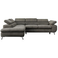 ECKSOFA PETER L Dunkelgrau Velvet - Links Seite - Dunkelgrau/Schwarz, Textil/Metall (208/273cm) - MKS