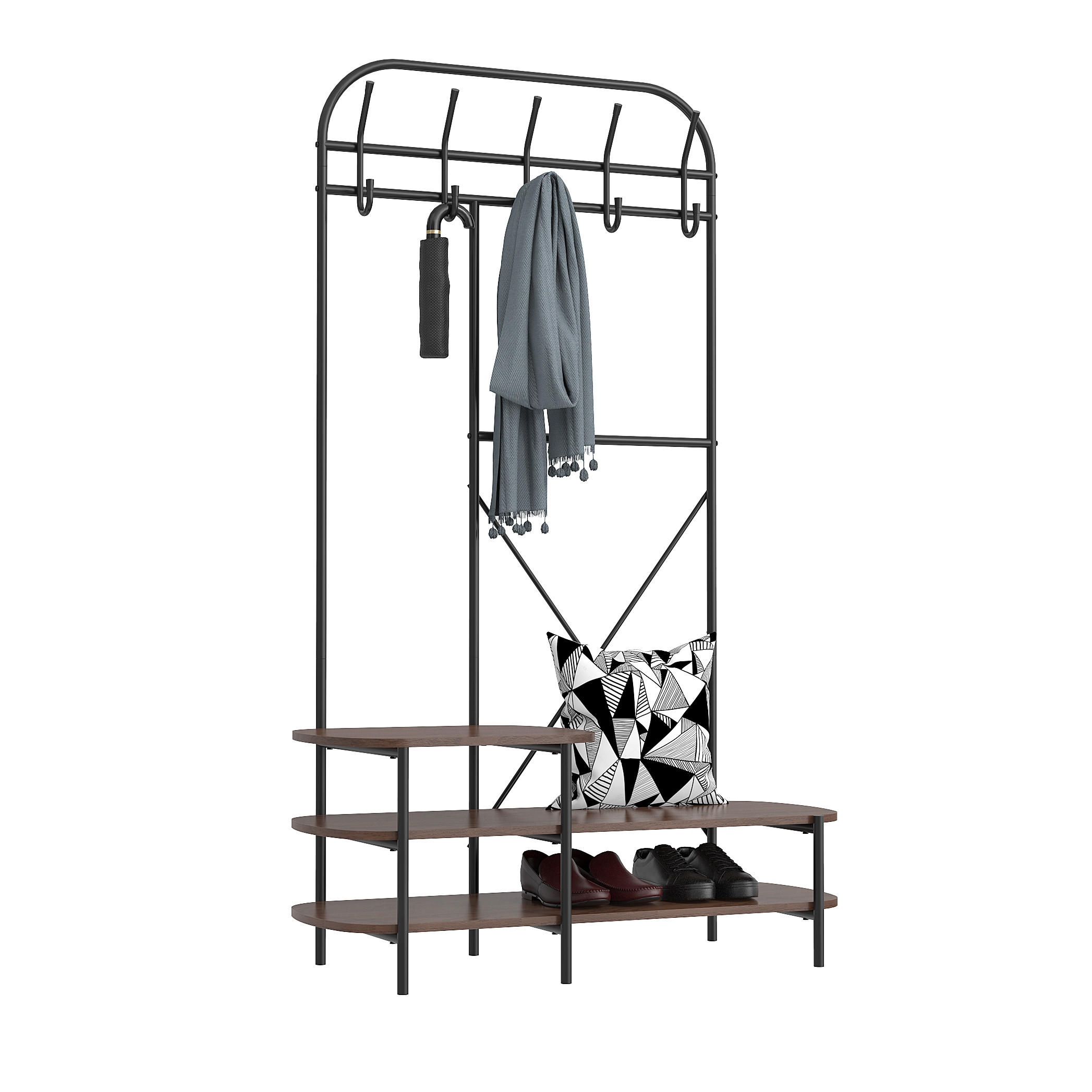 Thumbnail - Nordlys Garderobe, Braun, Metall, 100x165x40 cm, Garderobe, Garderoben-Sets & Serien, Garderoben-Sets