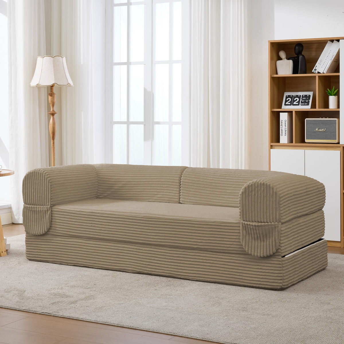 SCHLAFSOFA Cordstoff, 2-in-1 Klappsofa, 2-Sitzer, Sofabett 190×156 cm, Braun - Braun, Textil (190/65/78cm) - LVHOM