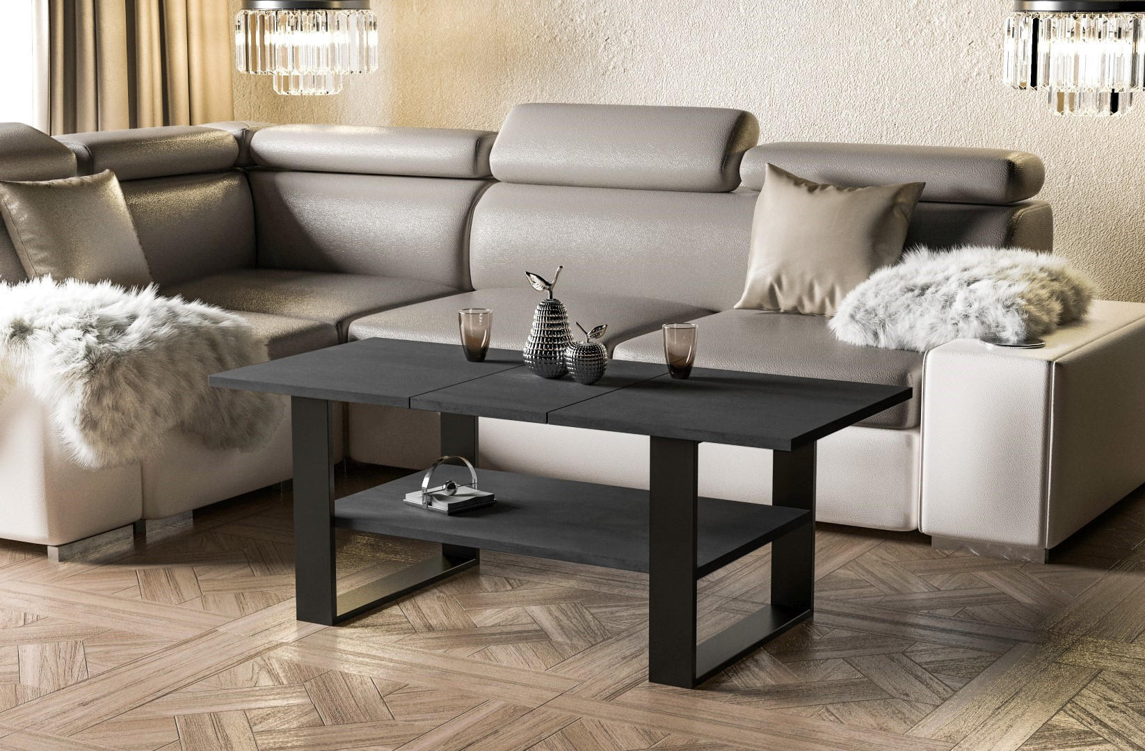 COUCHTISCH Inga - Graphitfarben, Holzwerkstoff (110/65/53cm) - Endo-Moebel