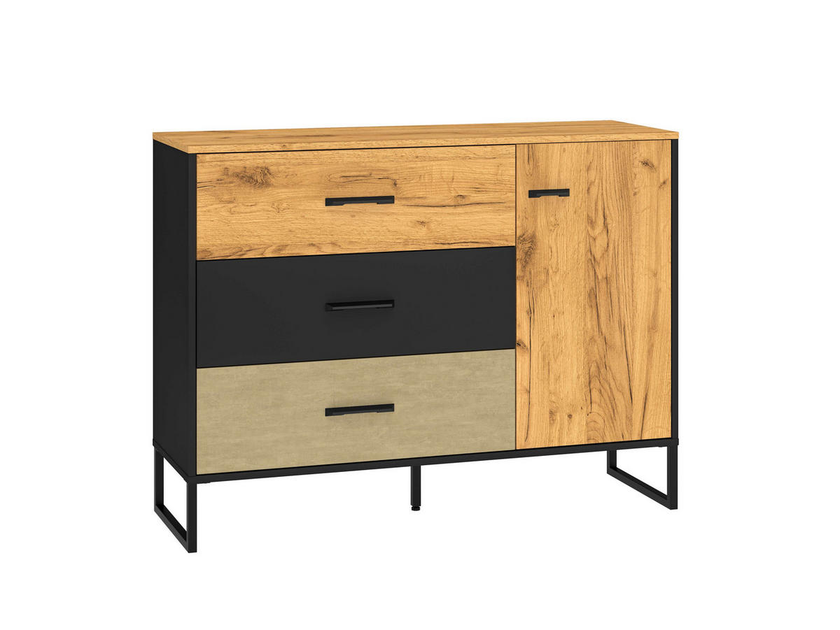 SCHLAFZIMMER Set 6-tlg. Colt - Eichefarben/Schwarz, Holzwerkstoff (92/190/55cm) - hi-markt