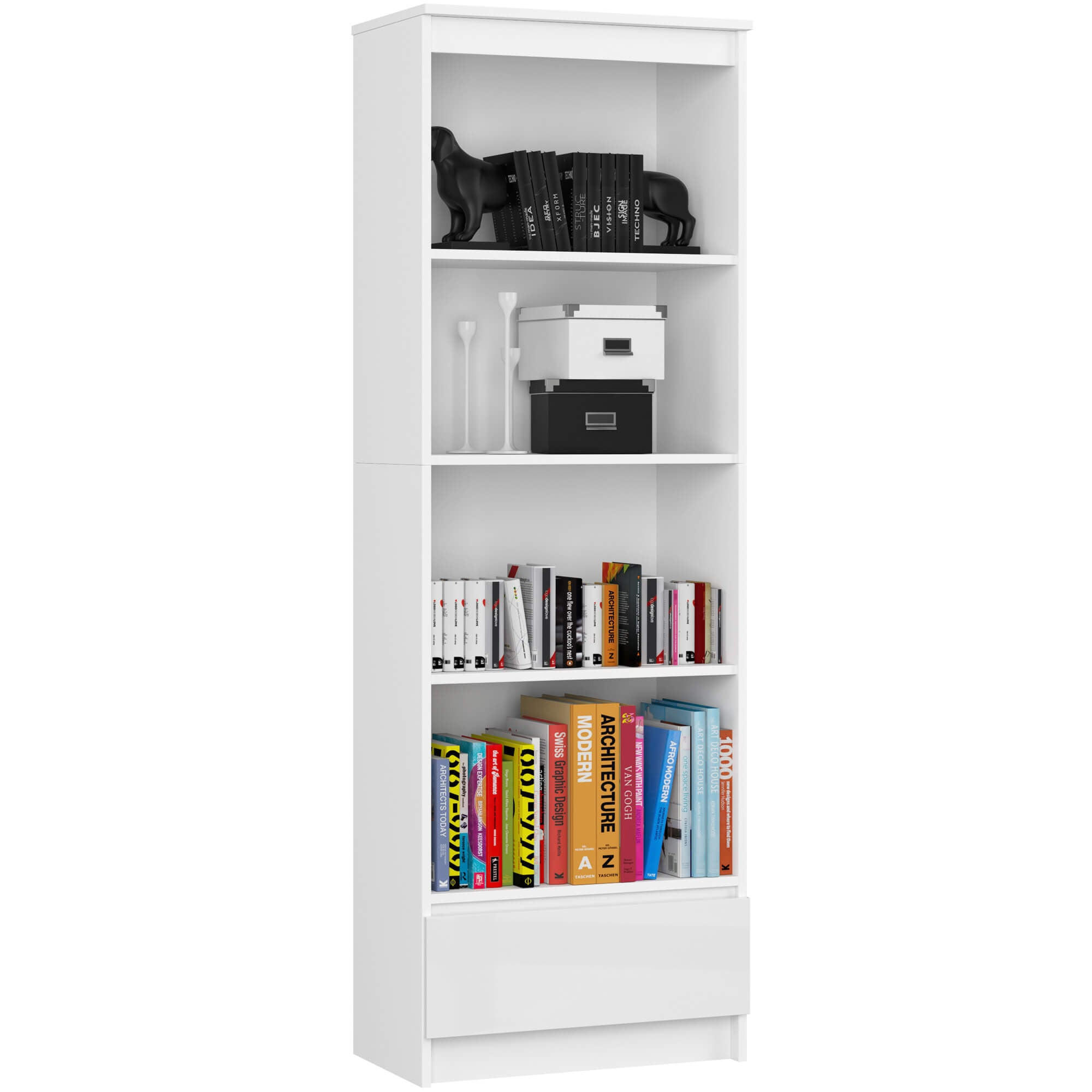 RAUMHIRSCH FURNITURE STOJACÍ REGÁL bílý, bílý lesklý 180/60/35