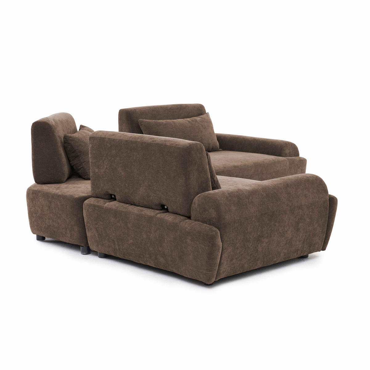ECKSOFA 3-Sitzer, Schokoladebraun - Braun, Textil (231/231cm) - Oviala