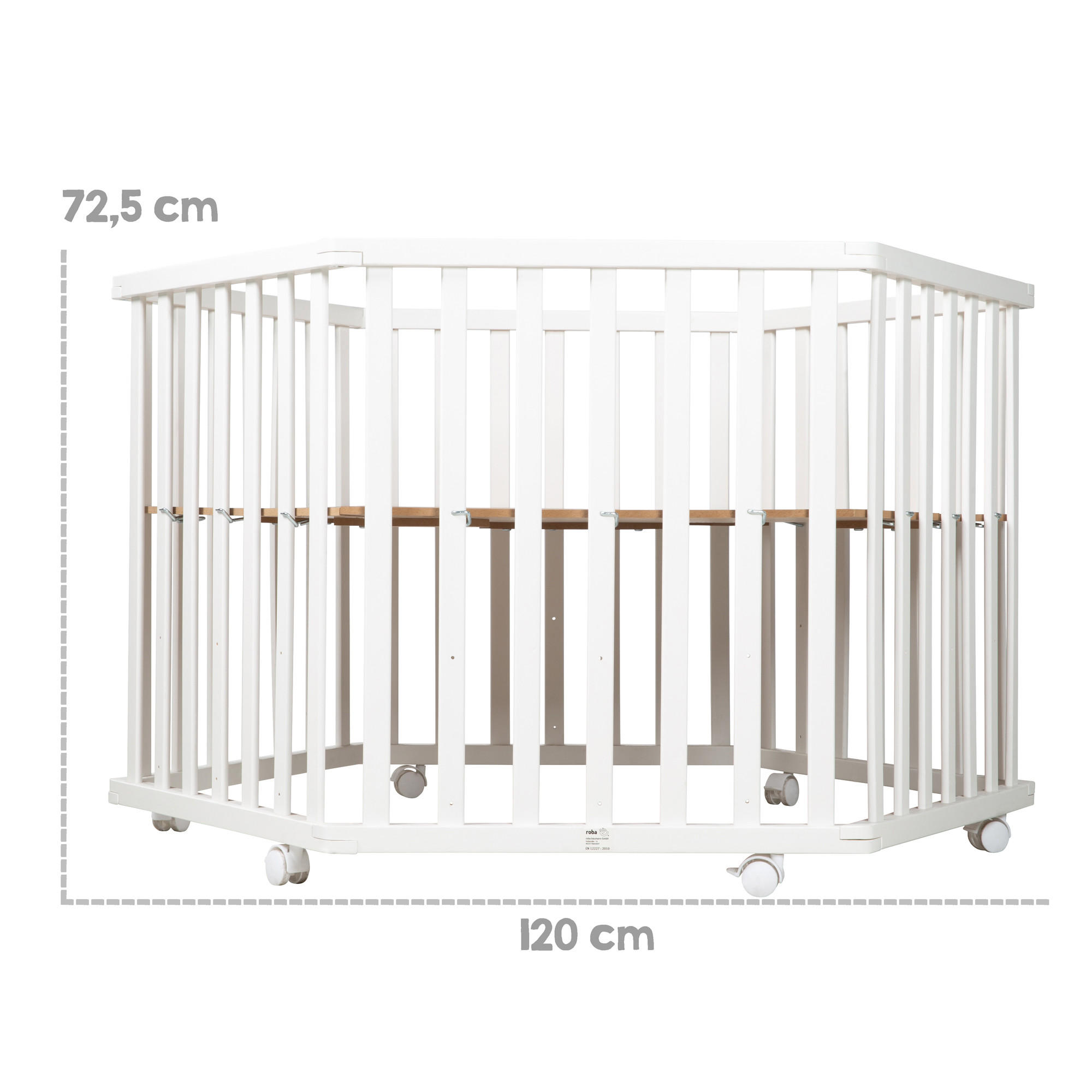 LAUFGITTER 6-eckig, Rock Star Baby 2 - Weiß, Holzwerkstoff (118.5/72.5/103.5cm) - Roba