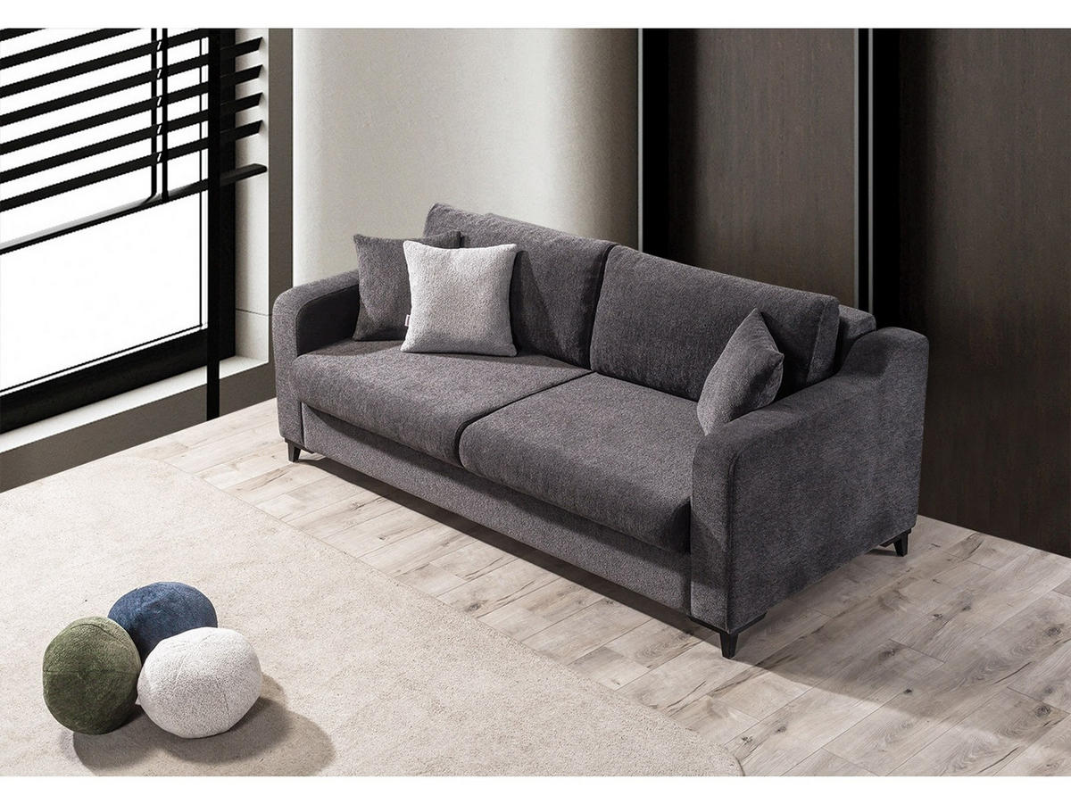 SOFA Transforma 2-Sitzer Webstoff Anthrazit - Anthrazit, Holz/Textil (170/80/100cm) - Villa Möbel