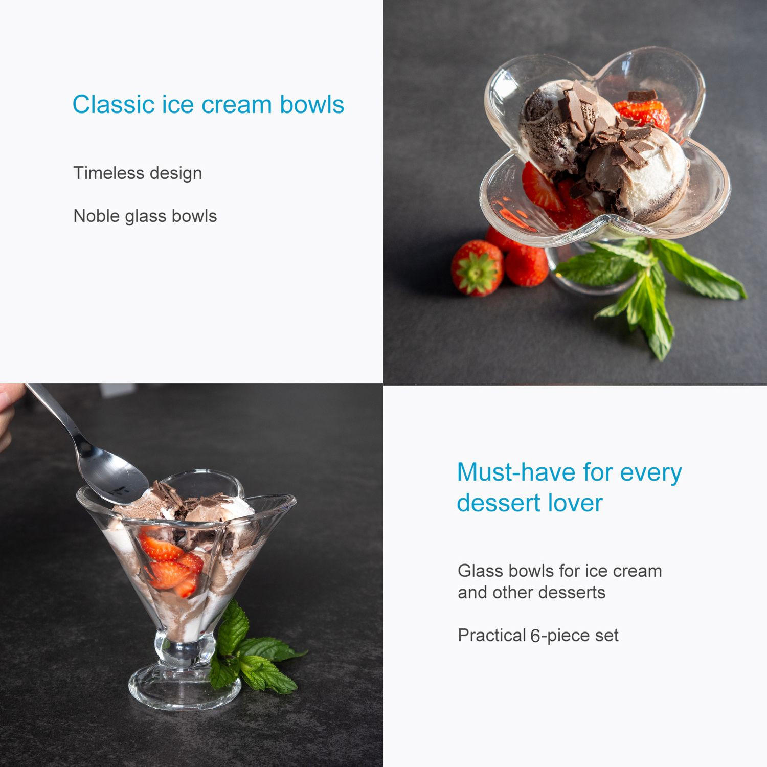 EISSCHALEN SET - Transparent, Glas - Intirilife