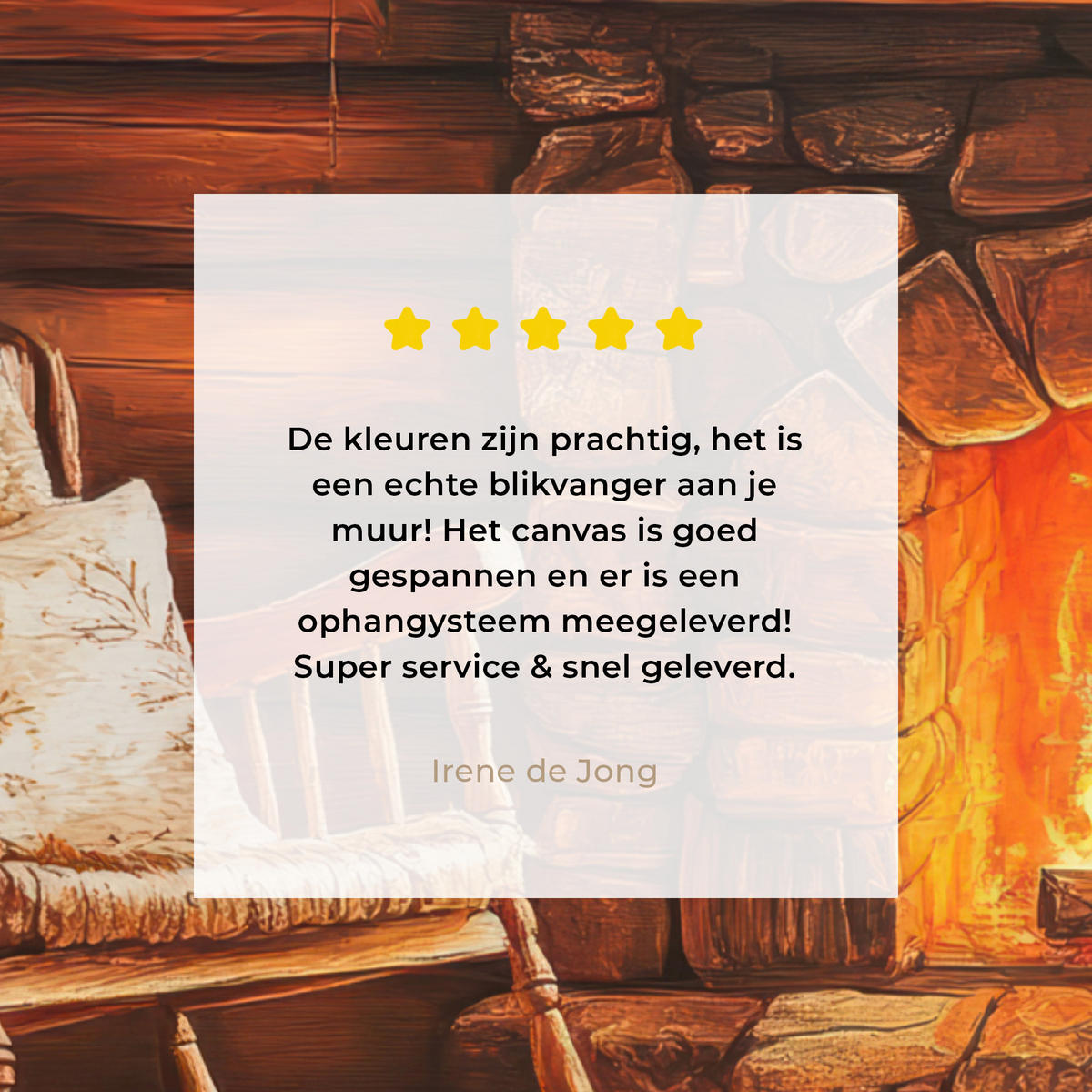 LEINWANDBILD Winter - Weihnachten - Zuhause - Kamin 50x50 cm - Bernsteinfarben, Textil (50/50cm) - MuchoWow