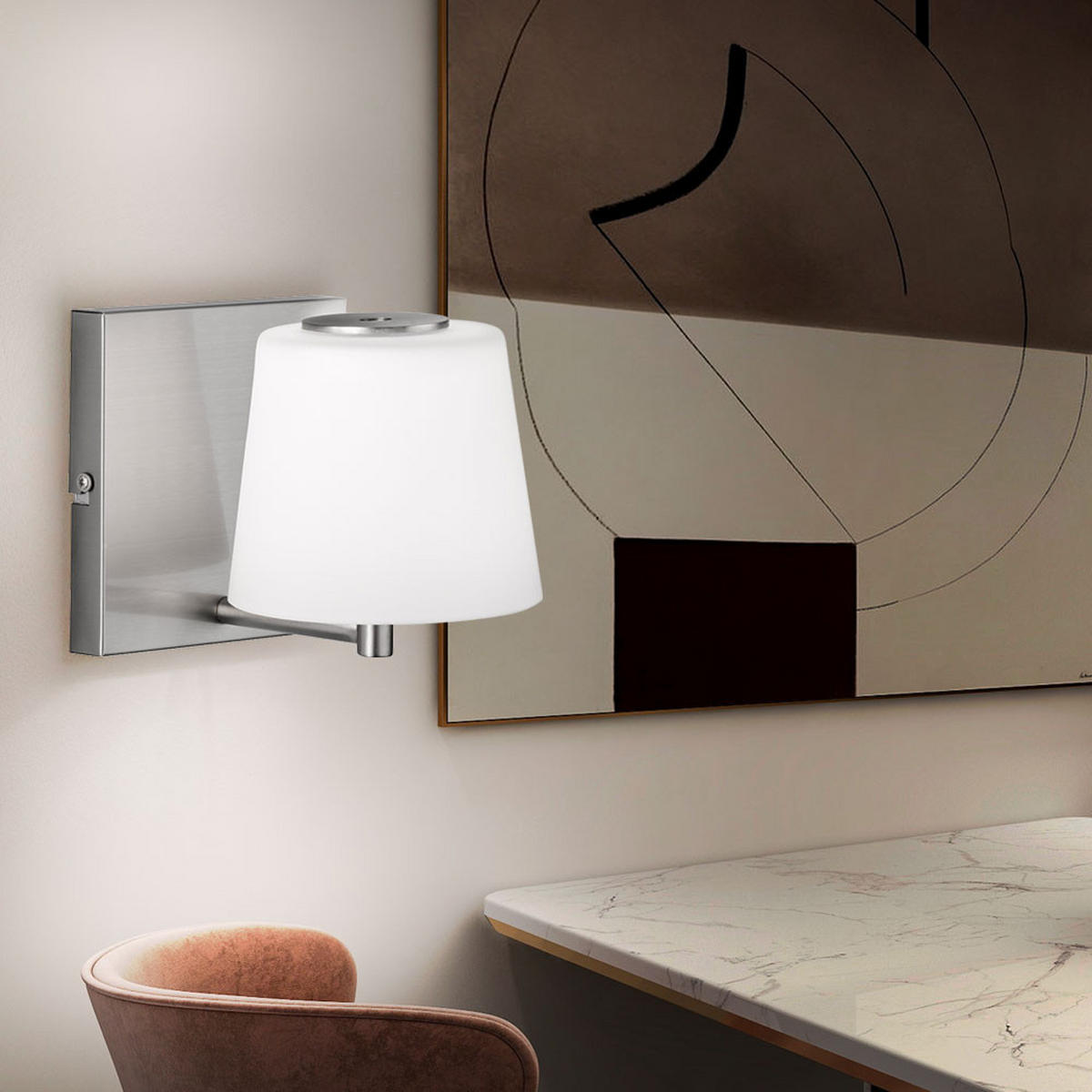 LED WANDLEUCHTE Metall Silber - Silberfarben, Glas (17/14/14cm) - Wofi