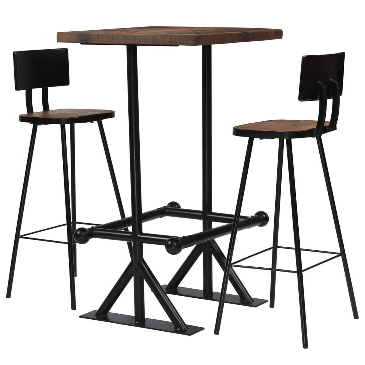 BAR-SET 3-teilig Altholz Massiv - Braun, Holz (60/107/60cm) - vidaXL