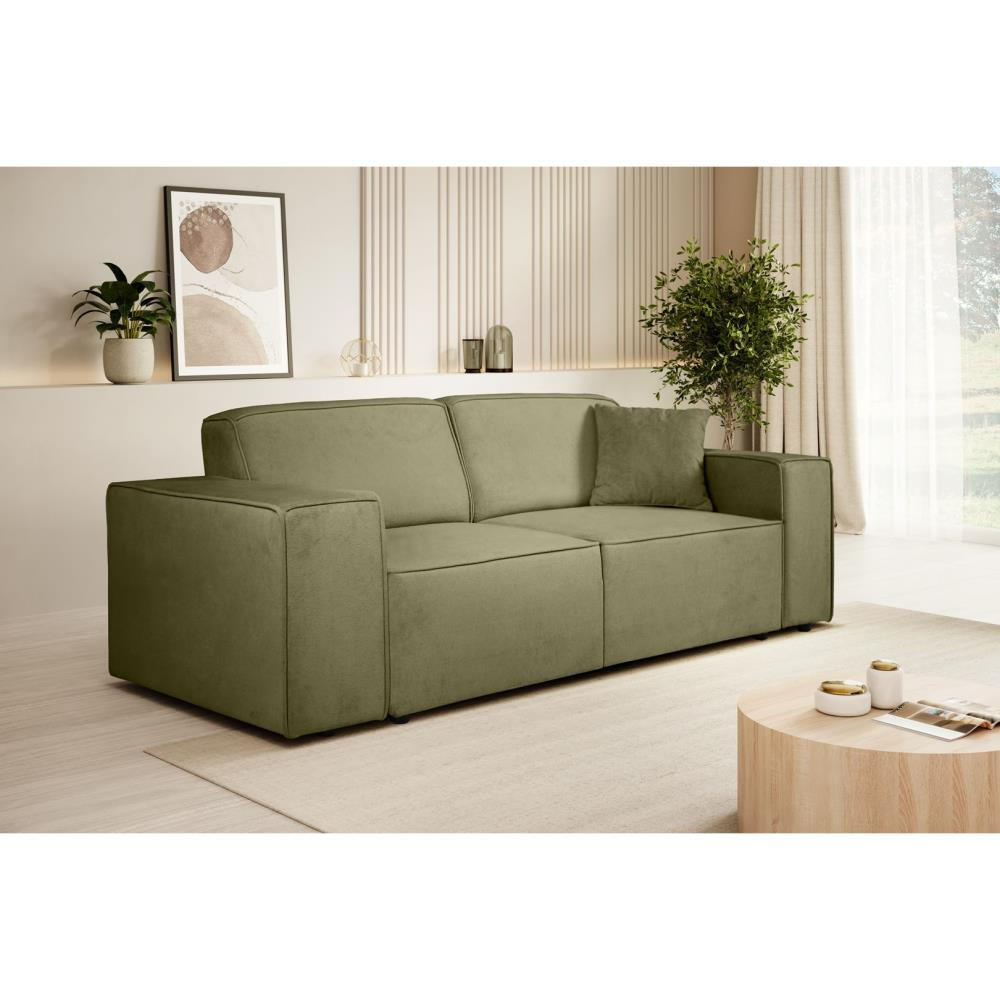 3-SITZER SOFA Pedro ohne Schlaffunktion grün - Schwarz/Grün, Textil (215/75/88cm) - Beautysofa