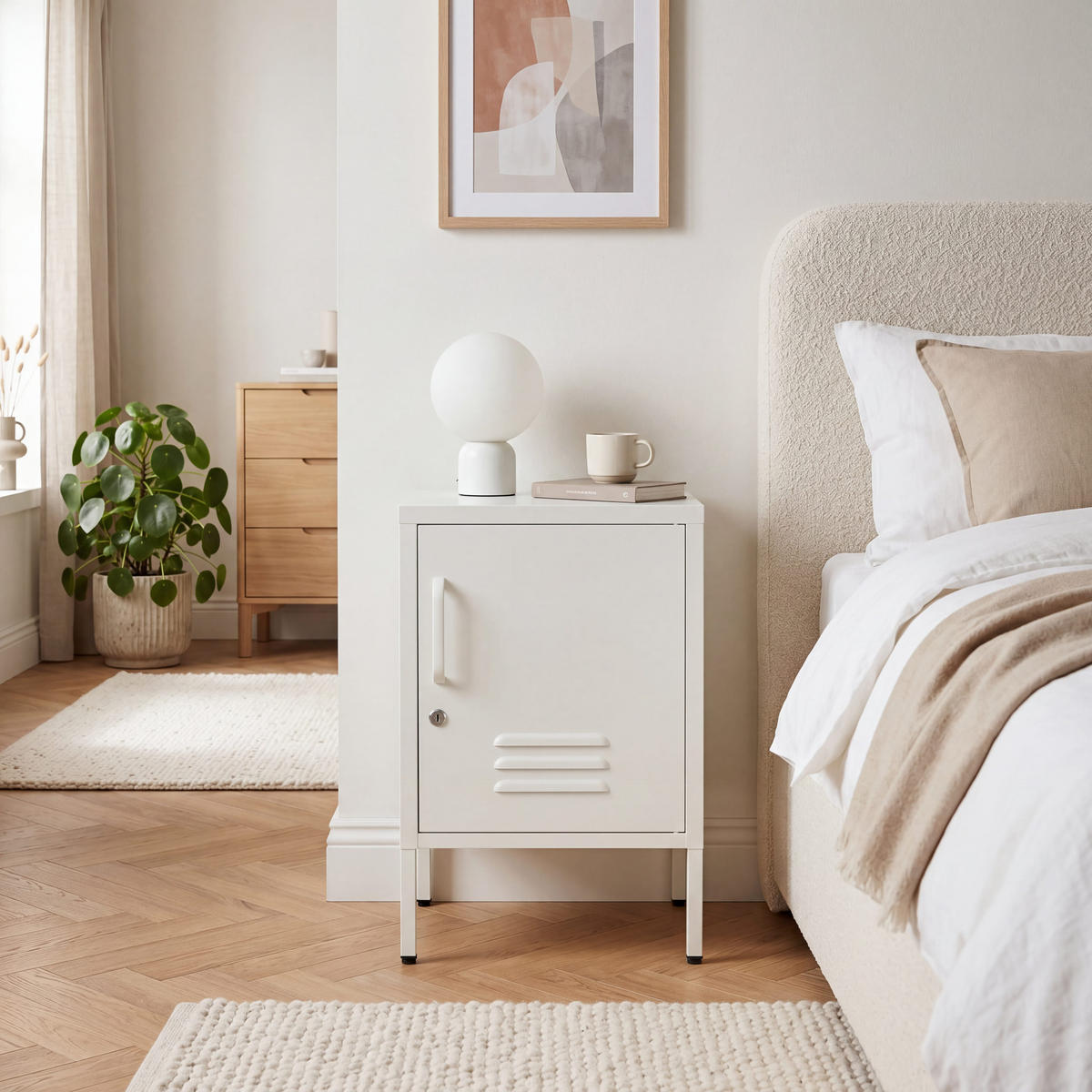 NACHTSCHRANK mit Tür Weiß 40/35/60 - Weiß, Metall (40/60/35cm) - Mobili Rebecca