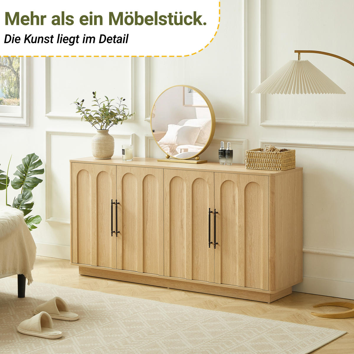 SIDEBOARD 160/40/80 cm Eiche aus MDF mit Soft-Close - Eichefarben, Holzwerkstoff (160/80/40cm) - OKWISH