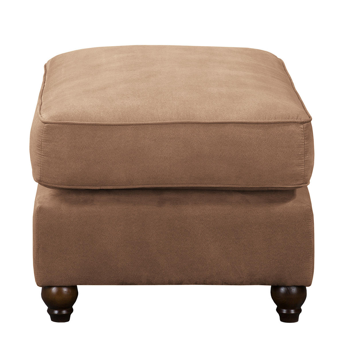 POLSTERHOCKER - Antiklederlook - Hellbraun, Buchenholz/Textil (104/51/63cm) - home24