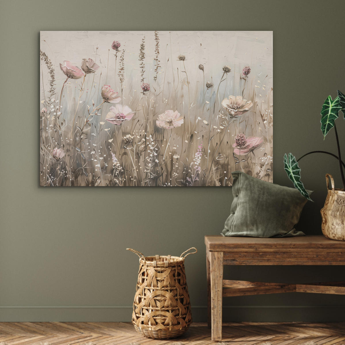 AKUSTIKBILD Blumen - Rosa - Modern - Beige Akustikpaneele 90x60 cm - Beige, Kunststoff (90/60/0.9cm) - MuchoWow