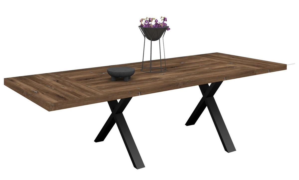 ESSTISCH Elgin 4 175-275x80x100 Metall+Holzwerkstoff Schwarz/Zinneiche - Mooreichefarben/Schwarz, Holzwerkstoff (175/100/80cm) - 58aufmkessel