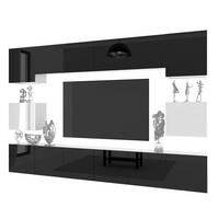 WOHNWAND Milano 3, Weiß/Schwarz Hochglanz, 300 cm, Grifflos - Schwarz, Holz (300/60/36cm) - B BELINI GROUP