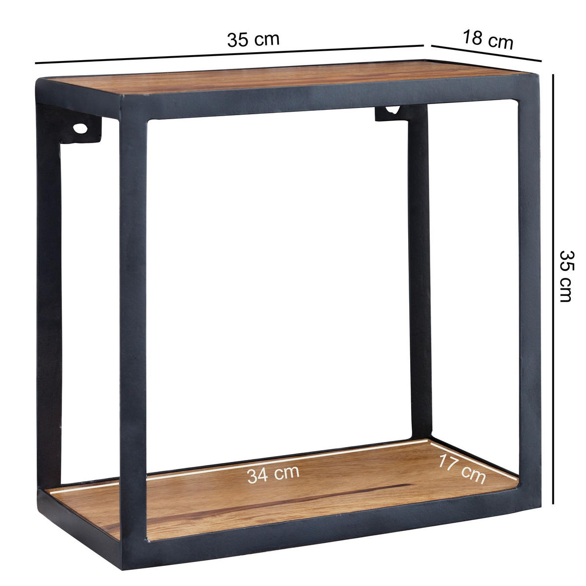WANDREGAL Holz Metall Modern Stil 35x35x18 cm - Schwarz, Holz/Metall (35/35/18cm) - KADIMA DESIGN