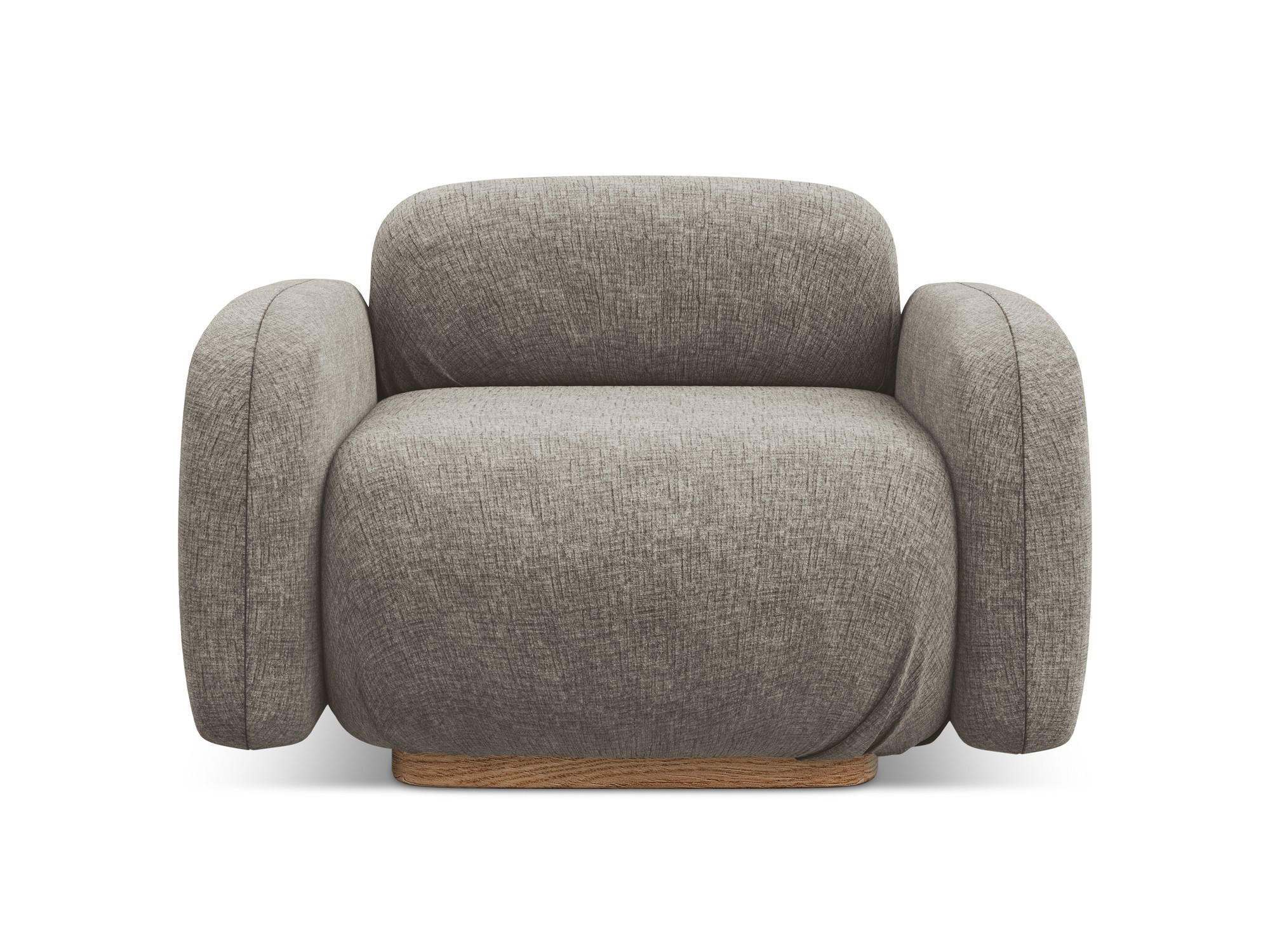 SESSEL Chenille Stoff Grau - Taupe/Braun, Holz/Textil (110/73/95cm) - Makamii