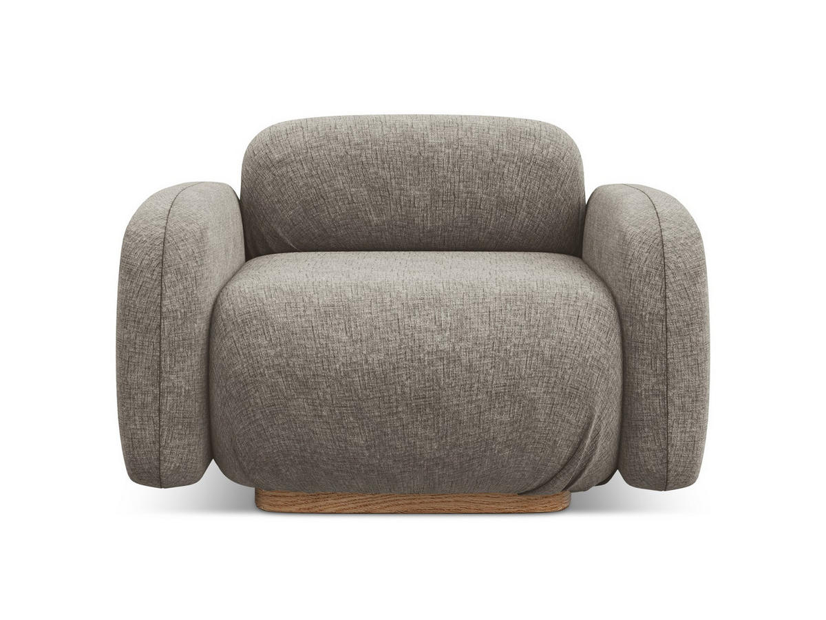 SESSEL Chenille Stoff Grau - Taupe/Braun, Holz/Textil (110/73/95cm) - Makamii