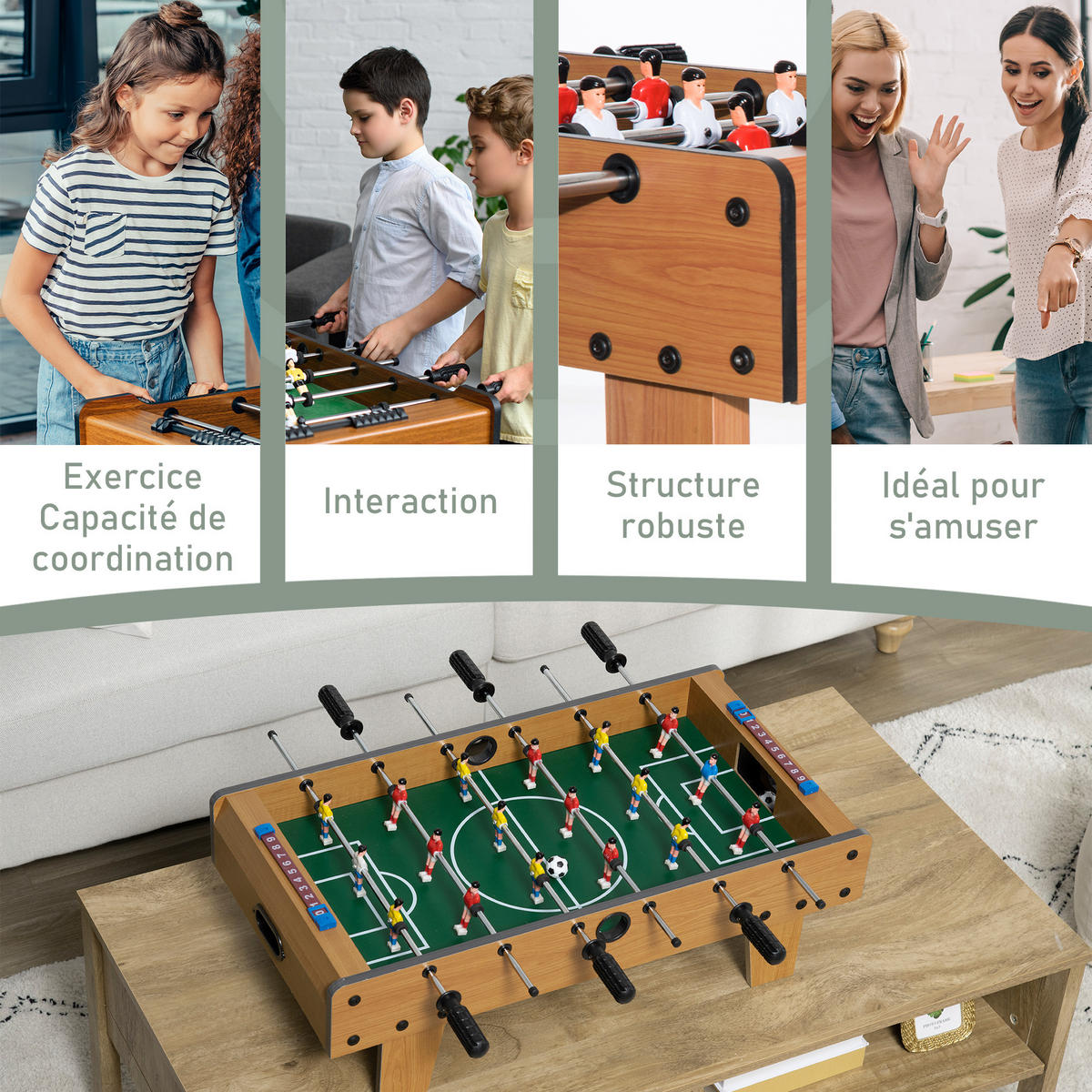 TISCHFUSBALL DE-18847 für Kinder ab 6 Jahren - Naturfarben, Holzwerkstoff (37/69cm) - ComfortXL
