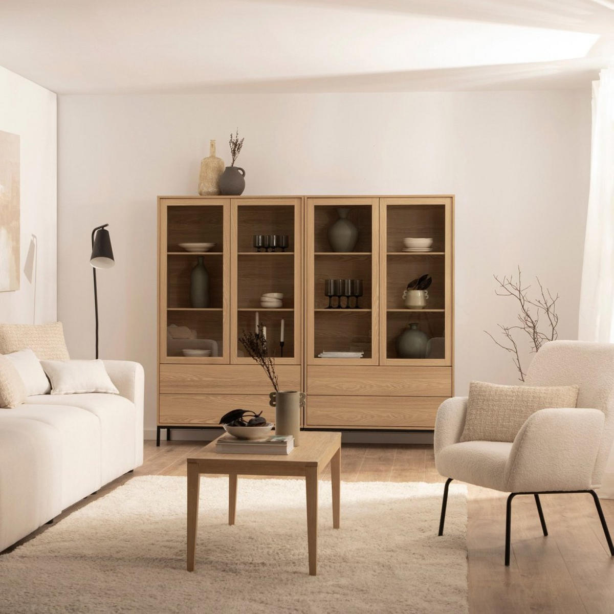 VITRINENSCHRANK DOPPELTER Remi Natürlich 100 cm x 170 cm - Naturfarben, Holzwerkstoff (100/170/40cm) - Klast Home