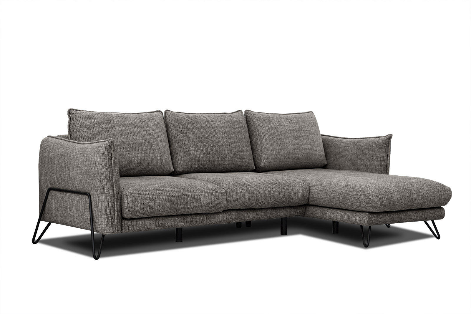 ECKSOFA HOSTEN 4-Sitzer, braun - Schwarz/Braun, Holzwerkstoff/Textil (269/158cm) - Courtois Laville