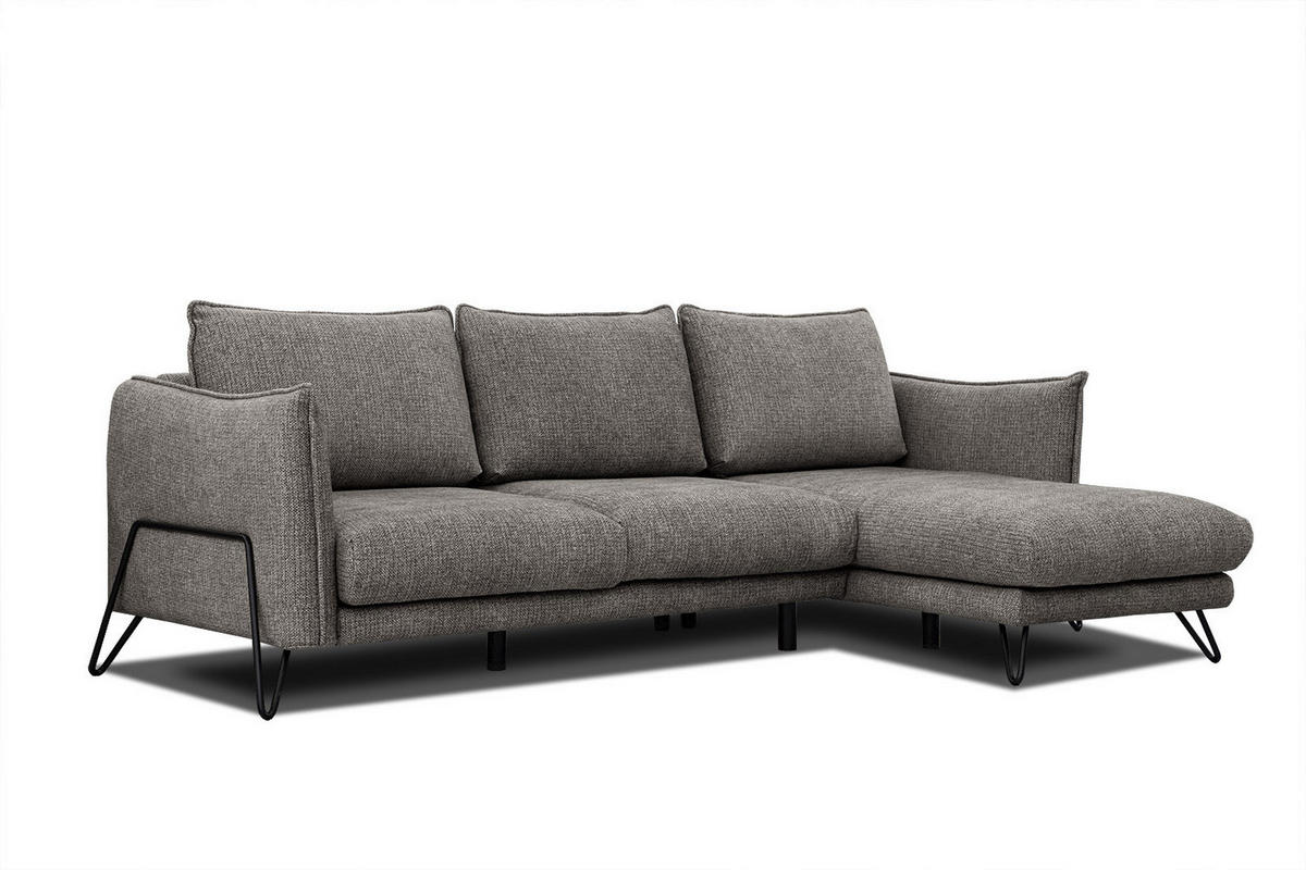 ECKSOFA HOSTEN 4-Sitzer, braun - Schwarz/Braun, Holzwerkstoff/Textil (269/158cm) - Courtois Laville