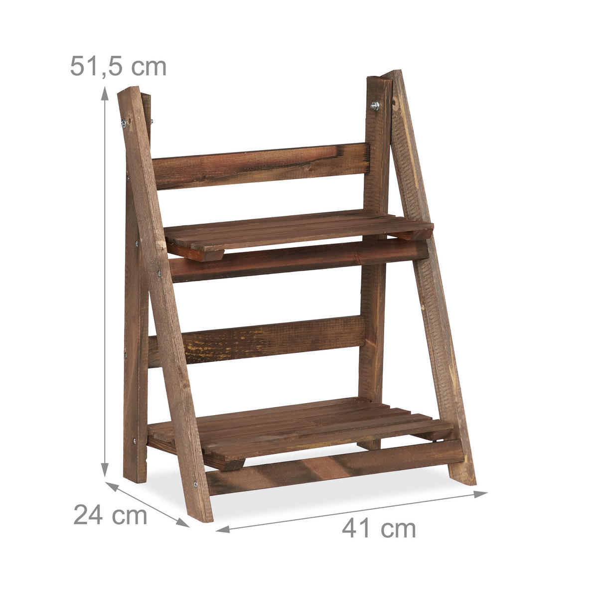 BLUMENTREPPE - Dunkelbraun, Holz (41/51.5/24cm) - Relaxdays