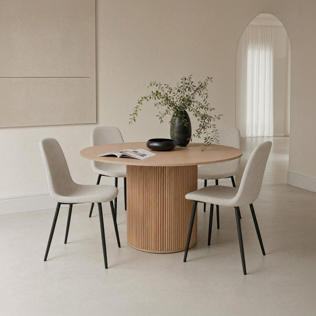 ESSZIMMERSTUHL Ellis Beige 43 cm x 87 cm 4er-Set - Beige/Schwarz, Textil (43/87/54cm) - Klast Home