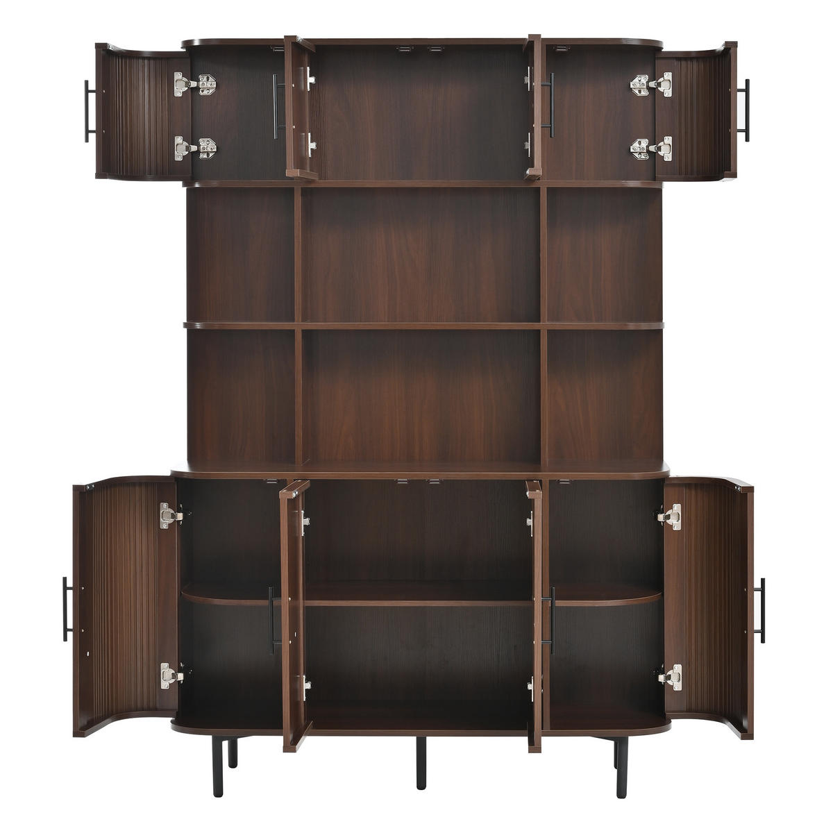 HOCHSCHRANK mit Rattanfront, 8 Türen, modern - Walnussfarben, Holzwerkstoff (120/180/20cm) - FLIEKS