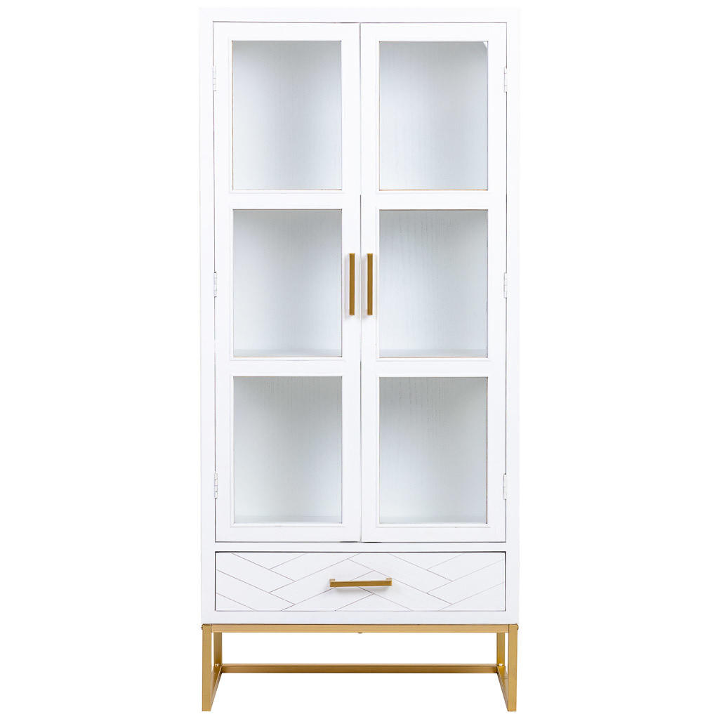 VITRINE mit 2 türen und 1 schublade, holz und metall, 72x40x159 cm - Weiß, Holz (72/158/40cm) - Wanderlust