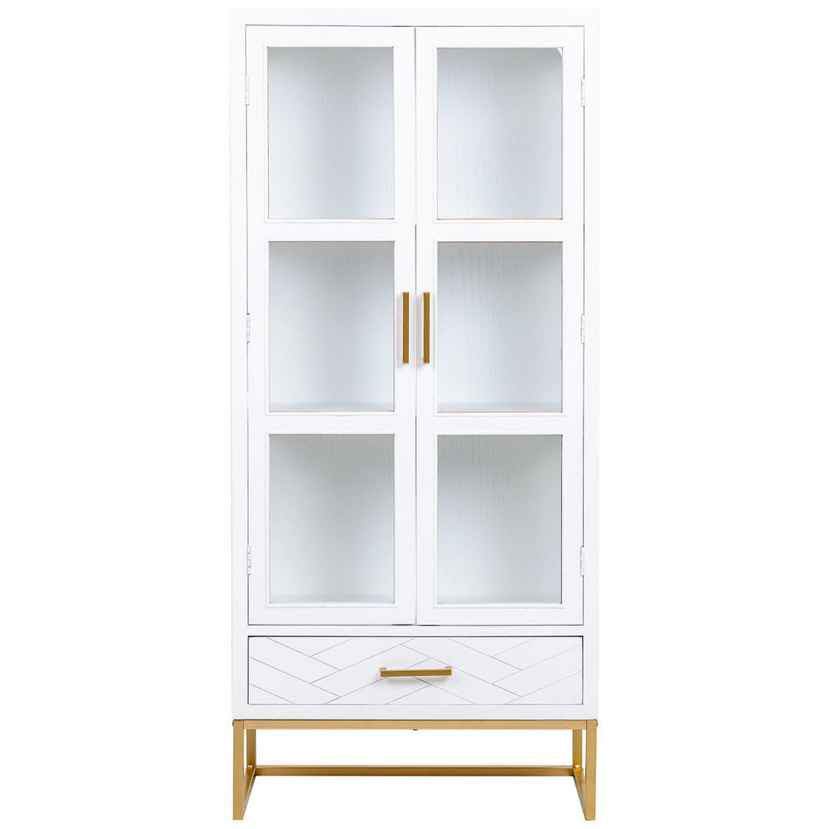 VITRINE mit 2 türen und 1 schublade, holz und metall, 72x40x159 cm - Weiß, Holz (72/158/40cm) - Wanderlust