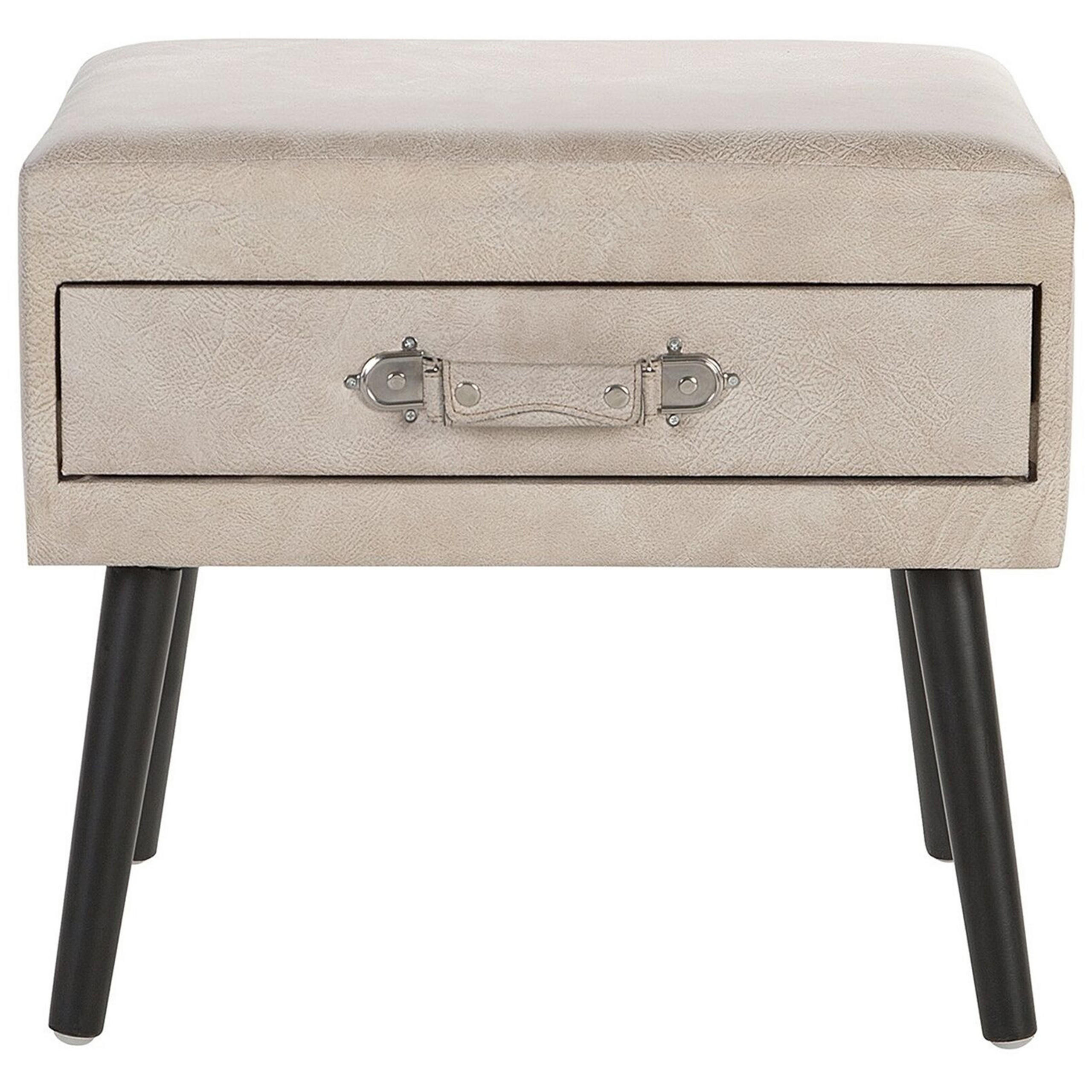 NACHTTISCH beige Kunstleder Eurostar - Beige/Schwarz, Kunststoff/Textil (50/46/35cm) - Beliani
