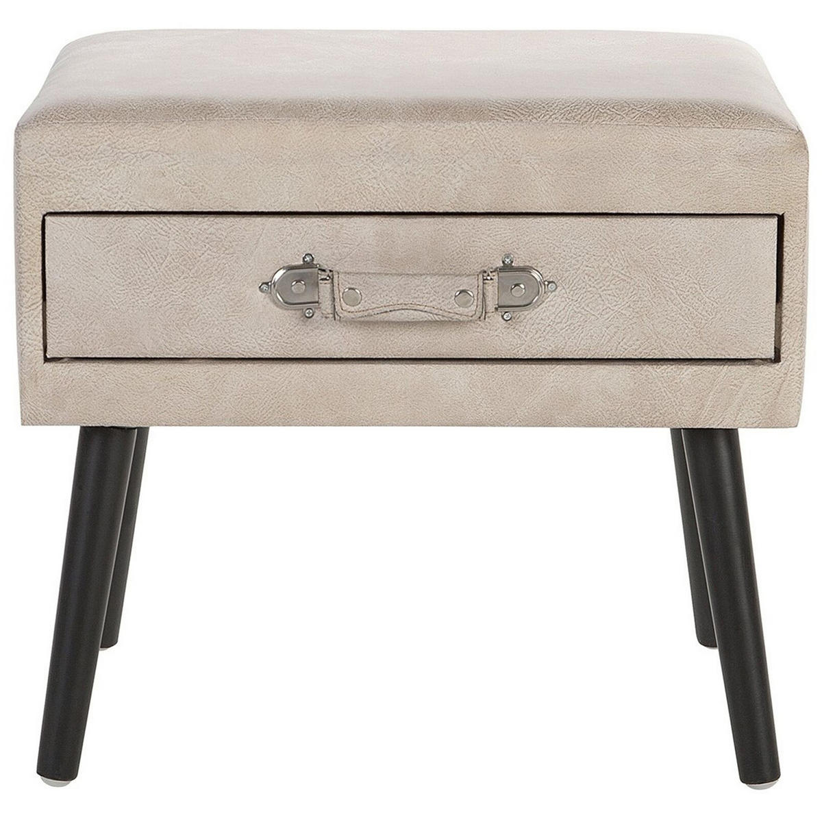 NACHTTISCH beige Kunstleder Eurostar - Beige/Schwarz, Kunststoff/Textil (50/46/35cm) - Beliani