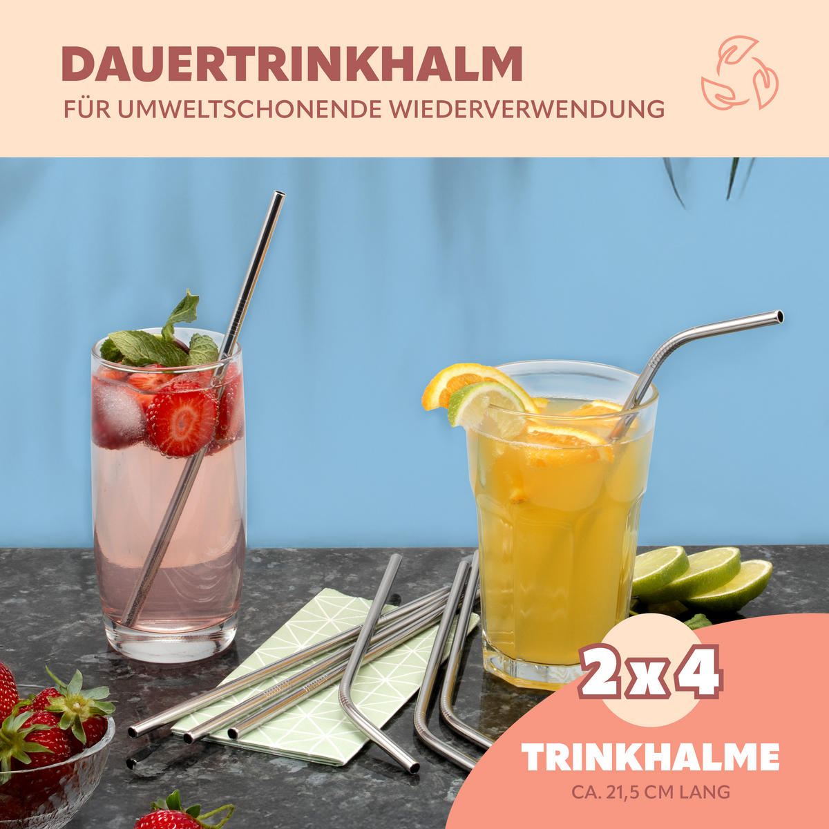 TRINKHALME, silber - Edelstahlfarben, Metall (0.6/21.5cm) - bremermann