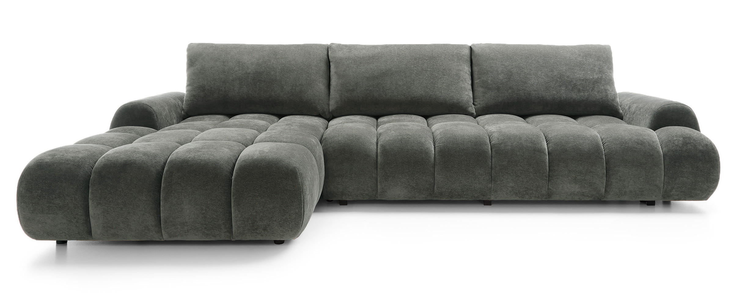 ECKSOFA 340 cm Valerio II, Schlaffunktion, Bettkasten, Links, Dunkelgrau - Dunkelgrau, Holz (340/177cm) - Emporius